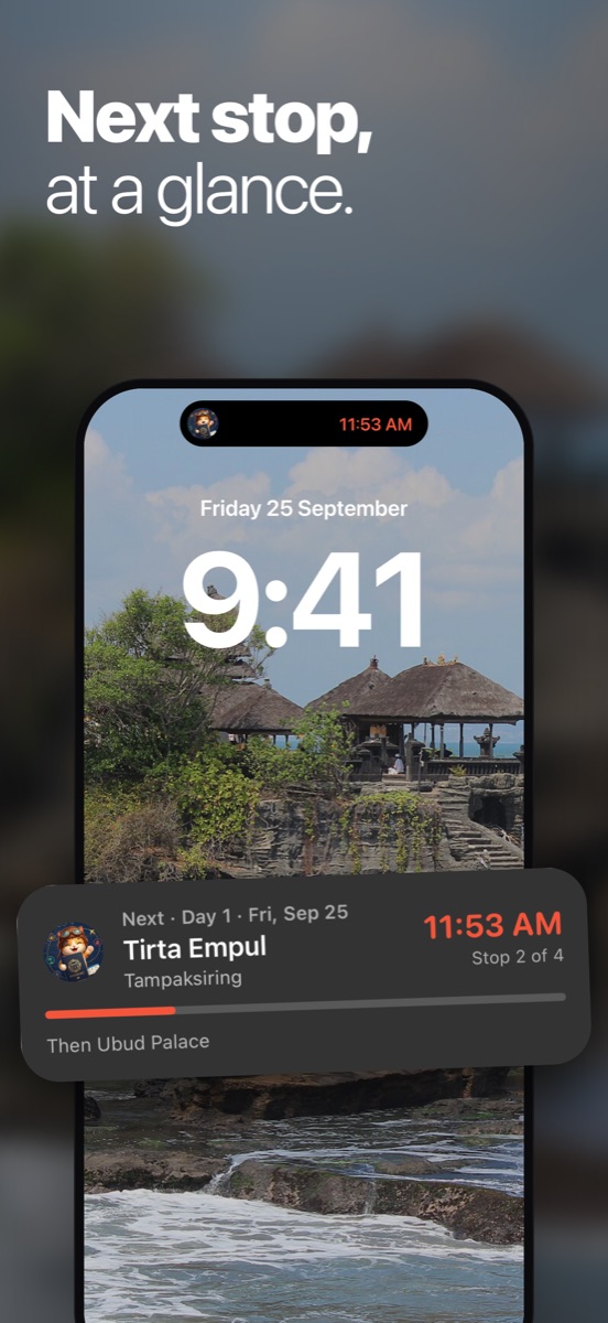 Next stop, at a glance, on the Lock Screen